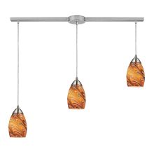 Mini Vortex 3 Light 36" Wide Linear Pendant with Rectangle Canopy and Glass Shades