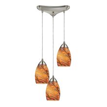 Mini Vortex 3 Light 10" Wide Multi Light Pendant with Triangle Canopy and Glass Shades