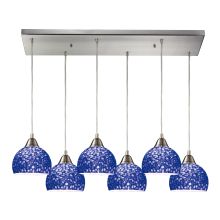 Cira 6 Light 30" Wide Multi Light Pendant with Rectangle Canopy and Hand Blown Glass Shades
