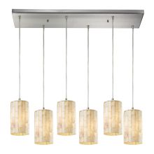 Coletta 6 Light 30" Wide Multi Light Pendant with Rectangle Canopy and Cream Shades
