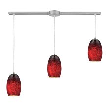 Maui 3 Light 36" Wide Linear Pendant with Rectangle Canopy and Glass Shades