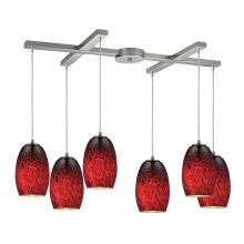 Maui 6 Light 17" Wide Multi Light Pendant with H-Bar Canopy and Glass Shades