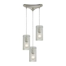 Ice Fragments 3 Light 10" Wide Multi Light Pendant with Triangle Canopy and Aqua Glass Shades