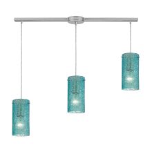 Ice Fragments 3 Light 36" Wide Linear Pendant with Rectangle Canopy and Aqua Glass Shades