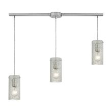Ice Fragments 3 Light 36" Wide Linear Pendant with Rectangle Canopy and Aqua Glass Shades