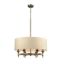 Pembroke 6 Light 24" Wide Chandelier with Light Tan Fabric Shade