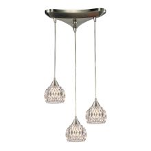 Kersey 3 Light 10" Wide Multi Light Pendant with Triangle Canopy and Clear Glass Shades