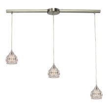 Kersey 3 Light 36" Wide Linear Pendant with Rectangle Canopy and Clear Glass Shades