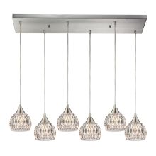 Kersey 6 Light 30" Wide Multi Light Pendant with Rectangle Canopy and Clear Glass Shades