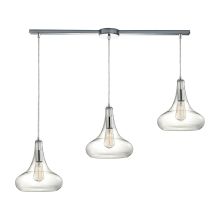 Orbital 3 Light 36" Wide Linear Pendant with Rectangle Canopy and Clear Glass Shades
