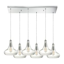 Orbital 6 Light 30" Wide Multi Light Pendant with Rectangle Canopy and Clear Glass Shades