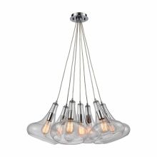 Orbital 7 Light 28" Wide Linear Pendant with Round Canopy and Mercury Glass Shades
