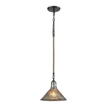 Hand Formed Glass Single Light 10" Wide Mini Pendant with Round Canopy and Gold Glass Shade