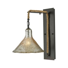 1 Light LED Wall Sconce with Mercury Glass and Rope Accents from the Hand Formed Glass Collection
