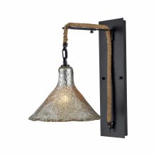 1 Light Wall Sconce with Mercury Glass and Rope Accents from the Hand Formed Glass Collection