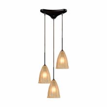Calipsa 3 Light 12" Wide Multi Light Pendant with Triangle Canopy and Hand-Formed Light Amber Frosted Shades