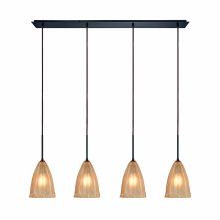 Calipsa 4 Light 46" Wide Linear Pendant with Rectangle Canopy and Hand-Formed Light Amber Frosted Shades