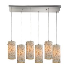 Capri 6 Light 30" Wide Multi Light Pendant with Rectangle Canopy and Hand Blown Glass Shades