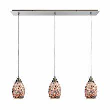 Capri 3 Light 36" Wide Linear Pendant with Rectangle Canopy and Gray Capiz Shell Shades