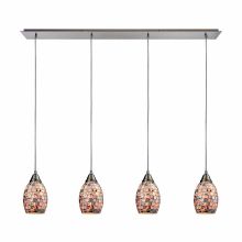 Capri 4 Light 46" Wide Linear Pendant with Rectangle Canopy and Gray Capiz Shell Shades