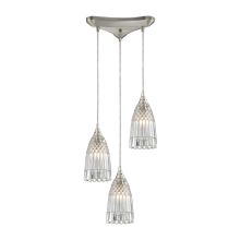 Kersey 3 Light 10" Wide Multi Light Pendant with Triangle Canopy and Clear Glass Shades