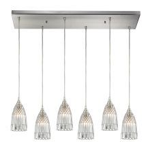 Kersey 6 Light 30" Wide Multi Light Pendant with Rectangle Canopy and Clear Glass Shades