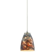 Abstractions Single Light 5" Wide Mini Pendant with Round Canopy and Cosmic Storm Glass Shade