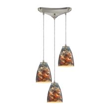 Abstractions 3 Light 10" Wide Multi Light Pendant with Triangle Canopy and Cosmic Storm Glass Shades