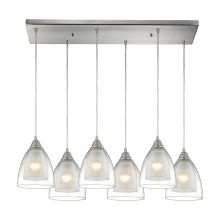 Layers 6 Light 30" Wide Multi Light Pendant with Rectangle Canopy and Clear Glass Shades