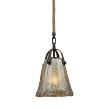 Hand Formed Glass Single Light 7" Wide LED Mini Pendant with Round Canopy and Antique Mercury Glass Shade