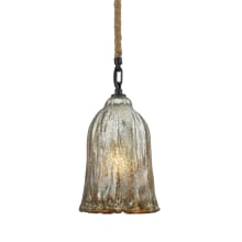 Hand Formed Glass Single Light 6" Wide LED Mini Pendant with Round Canopy and Antique Mercury Glass Shade