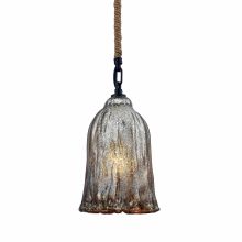 Hand Formed Glass Single Light 6" Wide Mini Pendant with Round Canopy and Antique Mercury Glass Shade