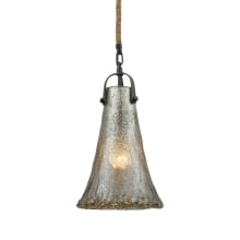 Hand Formed Glass Single Light 8" Wide LED Mini Pendant with Round Canopy and Antique Mercury Glass Shade