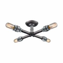 4 Light Semi Flush Ceiling Fixture from the Cast Iron Pipe Collection