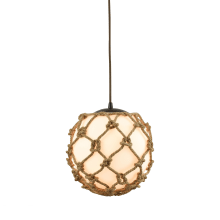 Coastal Inlet Single Light 11" Wide LED Pendant with Round Canopy and Opal White Shade Wrapped In Rope