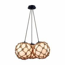3 Light Full Sized Pendant with White Shade and Rope from the Coastal Inlet Collection