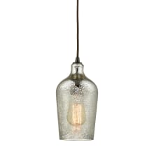 Hammered Glass Single Light 5" Wide Mini Pendant with Hammered Mercury Glass Shade