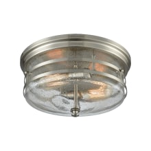 Port O' Connor 2 Light 14" Wide Flush Mount Ceiling Fixture with Seedy Glass Shade