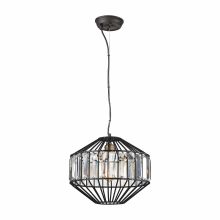 Yardley Single Light 13" Wide Crystal Pendant with Round Canopy and Clear Crystal Chade On Wire Cage