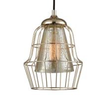 Yardley Single Light 8" Wide Mini Pendant with Mercury Glass Shade with Metal Cages