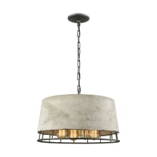 Brocca 4 Light 18" Wide Pendant with Concrete Shades and Iron Accents