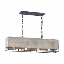 4 Light 36" Wide Linear Chandelier with Grey Ceramic Shade from the Brocca Collection