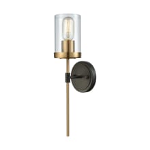 North Haven Single Light 17" High Wall Sconce with Satin Brass Accents and Clear Glass Shade