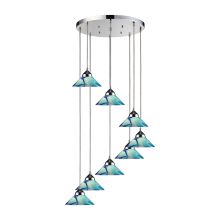 Refraction 8 Light 18" Wide Multi Light Pendant with Round Canopy and Hand Blown Glass Shades