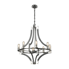 Riveted Plate 8 Light 28" Wide Empire Chandelier