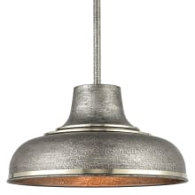 Kerin 16" Wide Pendant - Textured Silvery Gray / Polished Nickel