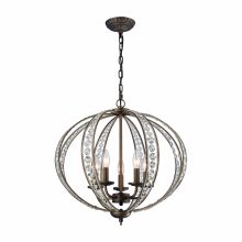 5 Light 1 Tier Crystal Globe Chandelier from the Elizabethan Collection