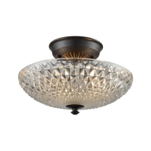 Sweetwater 2 Light 12" Wide Semi Flush Bowl Ceiling Fixture with Clear Crystal Glass Shade