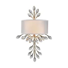 2 Light LED Wallchiere Wall Sconce with White Fabric Shade and Crystal Accents from the Asbury Collection