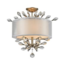 3 Light LED Semi-Flush Ceiling Fixture with White Shade and Crystal Accents from the Asbury Collection